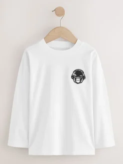 Zwart/wit/grijs gemêleerd/kaki - Long Sleeve Small Graphic T-Shirts 4 Pack (3-16yrs)