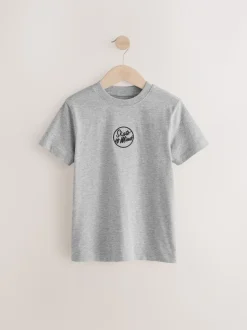 Zwart/wit/grijs gemêleerd/kaki - Verpakking van 4 T-shirts met kleine grafische print en korte mouwen (3 - 16 jr)