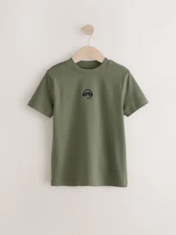 Zwart/wit/grijs gemêleerd/kaki - Verpakking van 4 T-shirts met kleine grafische print en korte mouwen (3 - 16 jr)
