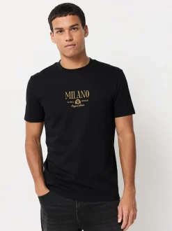 Zwart/wit/grijs met borduursel - Slim Fit - Set van 3 T-shirts met print