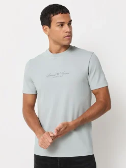 Zwart/wit/grijs met borduursel - Slim Fit - Set van 3 T-shirts met print