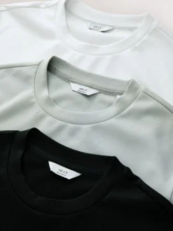 Zwart/wit/grijs met borduursel - Slim Fit - Set van 3 T-shirts met print