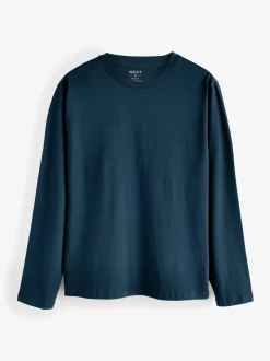 Zwart/Wit/Grijs/Blauw - Slim Fit - verpakking van 5 regular-fit T-shirts met lange mouwen van 100% katoen