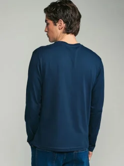 Zwart/Wit/Grijs/Blauw - Slim Fit - verpakking van 5 regular-fit T-shirts met lange mouwen van 100% katoen