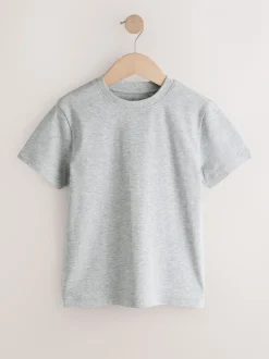 Zwart/wit/grijs/kaki - Set van 4 T-shirts met korte mouwen (3-16 jr)