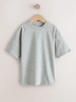 Zwart/wit/grijs/kaki - Set van 4 T-shirts met korte mouwen (3-16 jr)