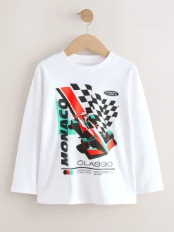 Zwart/wit/grijze auto's - 3 Relaxed Fit T-shirts met grafische print en lange mouwen (3-16jr)