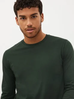Zwart/wit/marineblauw/groen/bordeauxrood - Normale Pasvorm - verpakking van 5 regular-fit T-shirts met lange mouwen van 100% katoen