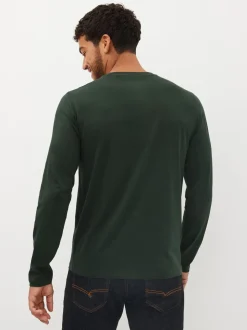 Zwart/wit/marineblauw/groen/bordeauxrood - Normale Pasvorm - verpakking van 5 regular-fit T-shirts met lange mouwen van 100% katoen
