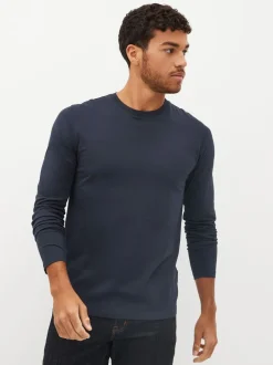 Zwart/wit/marineblauw/groen/bordeauxrood - Normale Pasvorm - verpakking van 5 regular-fit T-shirts met lange mouwen van 100% katoen