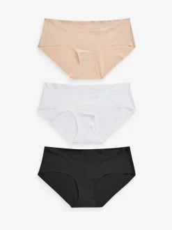 Zwart/wit/praline huidskleur - Geen zichtbare onderbroeklijn comfortabele slips verpakking van 3