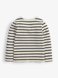 Zwart-witte streep - Geribbeld T-shirt met lange mouwen en katoengehalte (3 mnd-7 jr)
