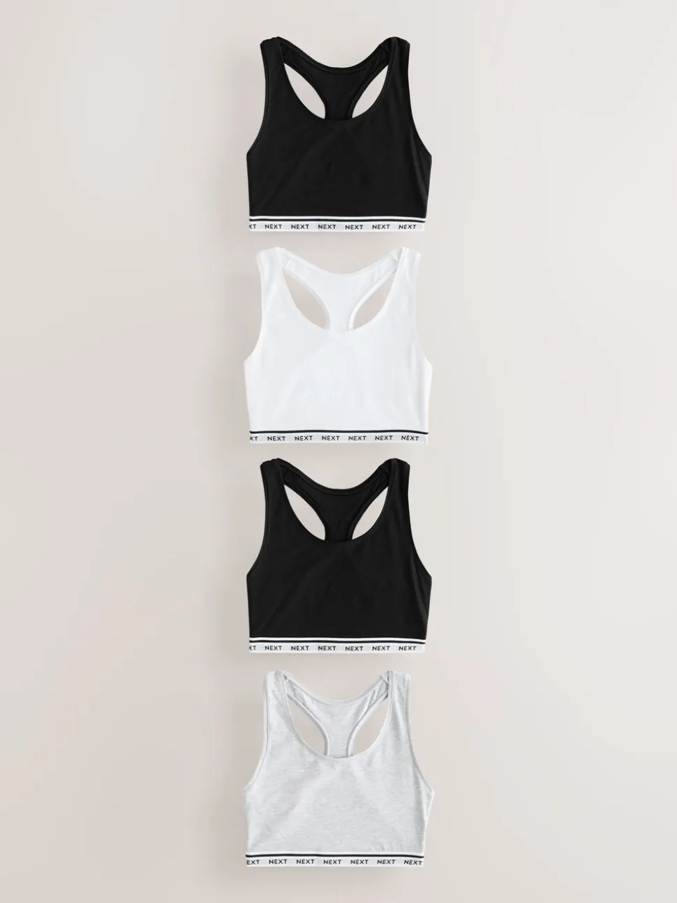 Zwart/zwart/grijs/wit - Ultimate Comfort Cotton Logo Crop Bras 4 Pack